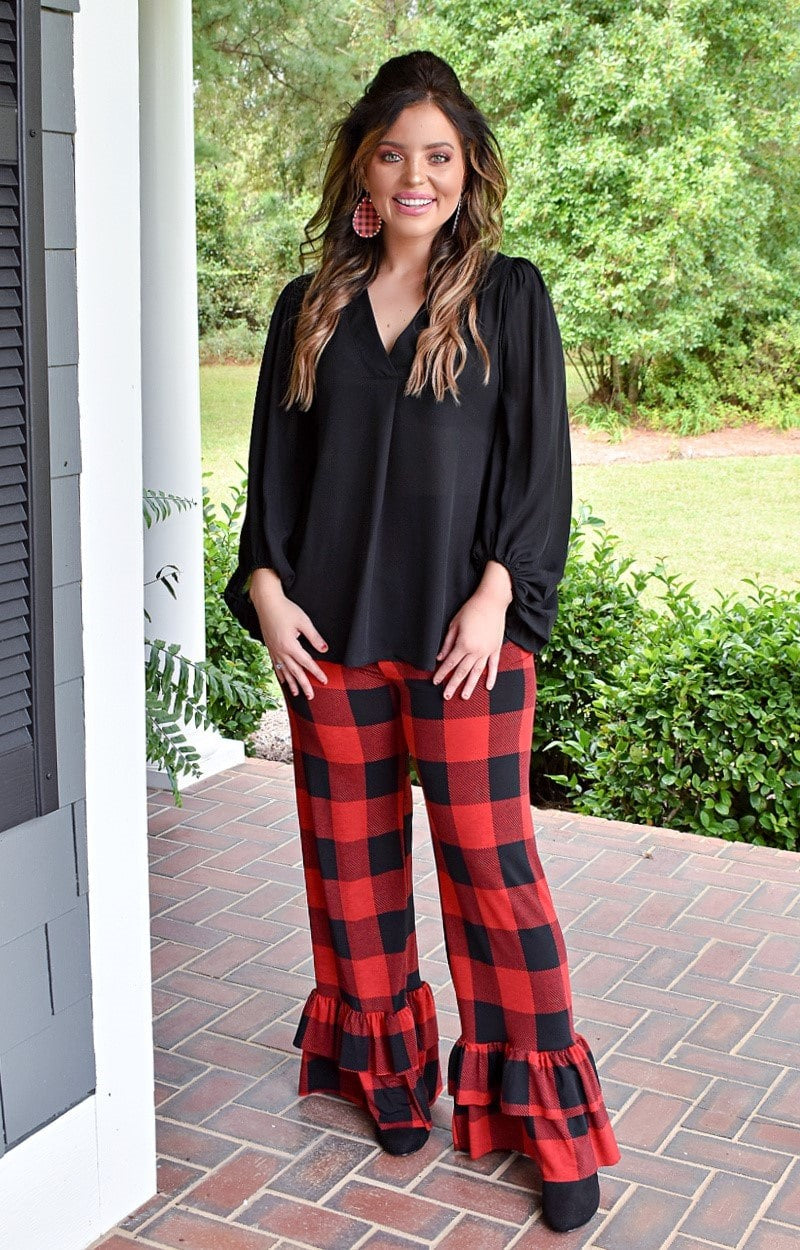 Come Together Plaid Pants  BlackRed  Free Shipping On Orders Over 75